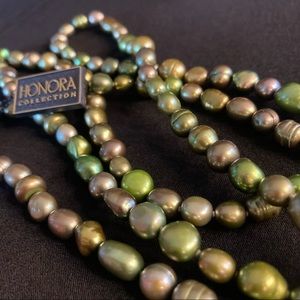 Long Honora Green Pearl Necklace and 5 Bracelets
